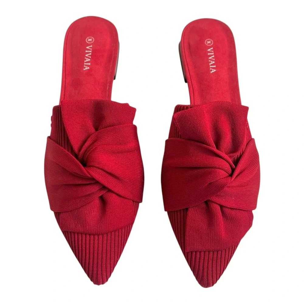 VIVAIA Ruby Red Pointed-Toe Knot Slides (Yaffa) - Picture 2 of 9